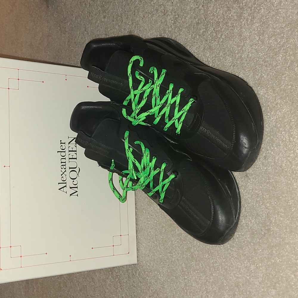 Men's Alexander McQueen Black High Top Leather Sneakers - European Size 46(US12)